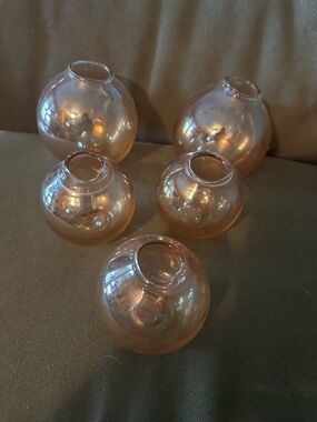 Vases/ bundle, gold pearl in color, 2 lrg 3 small,